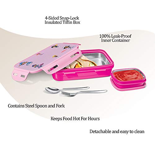 Milton Steely Deluxe Mini Inner Steel Kids Tiffin Box, Dark Pink, steel - Image 5