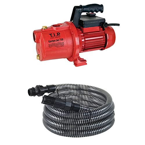 T.I.P. Gartenpumpe Guss Garten-Jet 750 + T.I.P. 31009 Saugschlauch Ansaugschlauchgarnitur