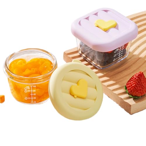Ivymei 2 Pack 4 OZ Cute Small Glass Food Containers with Lids Measurement