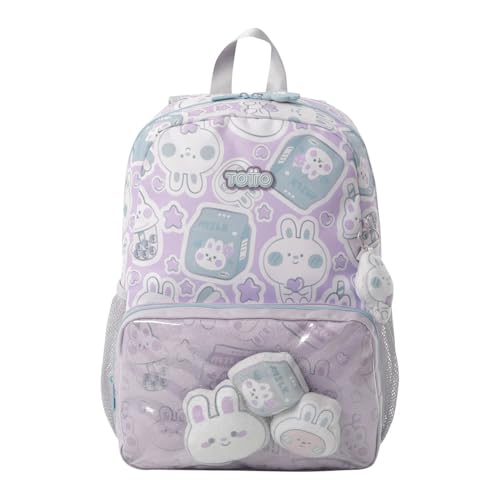 TOTTO - Mochila Infantil, Modelo Kawi M, Mochila Mediana, Capacidad 9 L, 2 Compartimentos, 2 Bolsillos Botella, Organizador Interno, Correas Acolchadas, Resistente y Duradera, Color Rosa