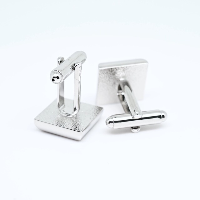 Mancuernillas cuadradas de metal plateado con cristal morado miniatura 7