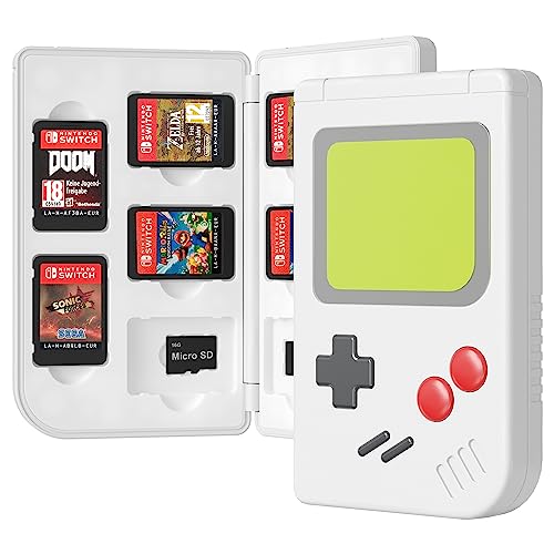 Leyu Smart Game Card Case for Nintendo Switch OLED & Switch Lite, 10 Slot Card & 10 MircoSD Memory Card Storage Holder, Small Size Slim and Portable (White)