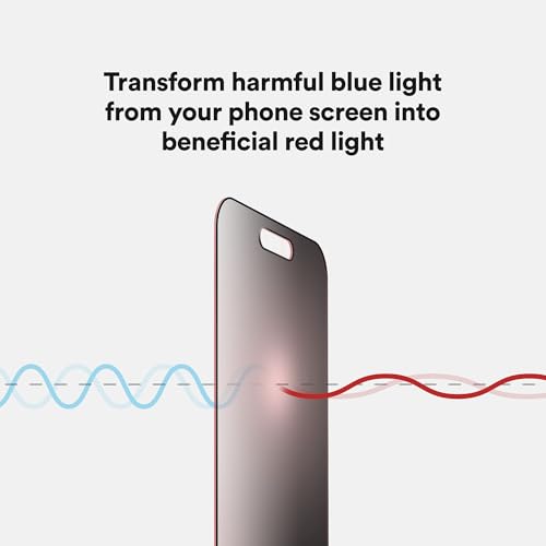 Image of BodyGuardz Red Light Converter Privacy Screen Protector - Passive Red Light Therapy for Face - Promotes Better Sleep, Healthier Skin, Reduced Eye Strain - Privacy Glass, Easy Install (iPhone 15 Pro)