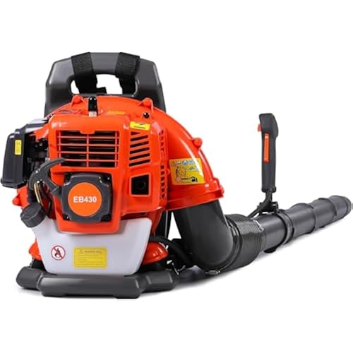 52cc Backpack Leaf Blower – Gas Powered 550 CFM 230 MPH High Airflow for Lawn Care, Low-Vibration Harness, Clears Leaves, Debris & Snow (Orange)