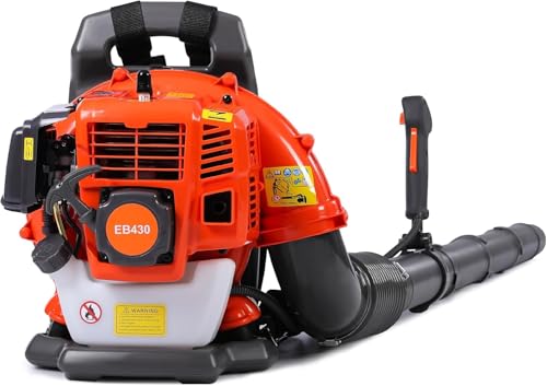Thalorus 52cc Backpack Leaf Blower – Gas Powered 550 CFM 230 MPH High Airflow for Lawn Care, Low-Vibration Harness, Clears Leaves, Debris & Snow (Orange) by Thalorus - Used condition - US$146.70