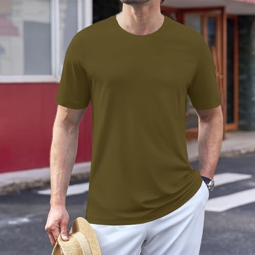 Mens Casual Solid T-Shirts Short Sleeve Crewneck Summer Basic Tees Big Tall Relaxed Fit Gym Workout Tops Activewear2