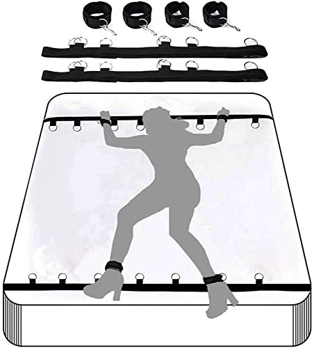 Bondaged Kit Adult Bondaged Kit for Couples Sex Bondage Toy Bondage Rope Bed Bondage Straps with Hand and Ankle Cuffs for Leg Bedroom Position Game Soft and Durable Black Sunglasses