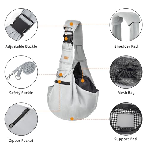 CUBY Dog and Cat Sling Carrier – Hands Free Reversible Pet Papoose Bag - Soft Pouch and Tote Design