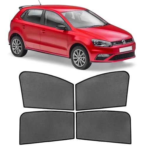 Image of AutoStory Custom Fit Black Mesh Car Sunshade for Volkswagen Polo | UV & Heat Protection Car Window Curtains | Privacy Car Sun Shade | Breathable Vehicle Specific Side Window Shades