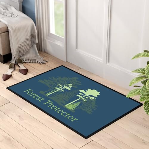Paillasson bleu Forest Protector grand tapis de sol déco nature 75x50