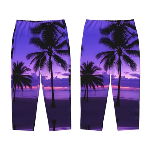 Pajama Pants Pajama Bottoms with Elastic Waistband Sleepwear Lounge PantsBeach Coconut Tree Sunset3