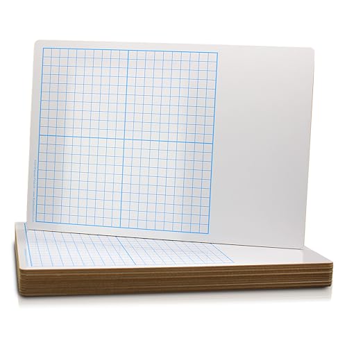 Flipside Products 11" x 16" Two Sided 1/2" Graph Dry Erase Board, Math Manipulatives, Students and Classroom, Grid, Home School, Pack of 12