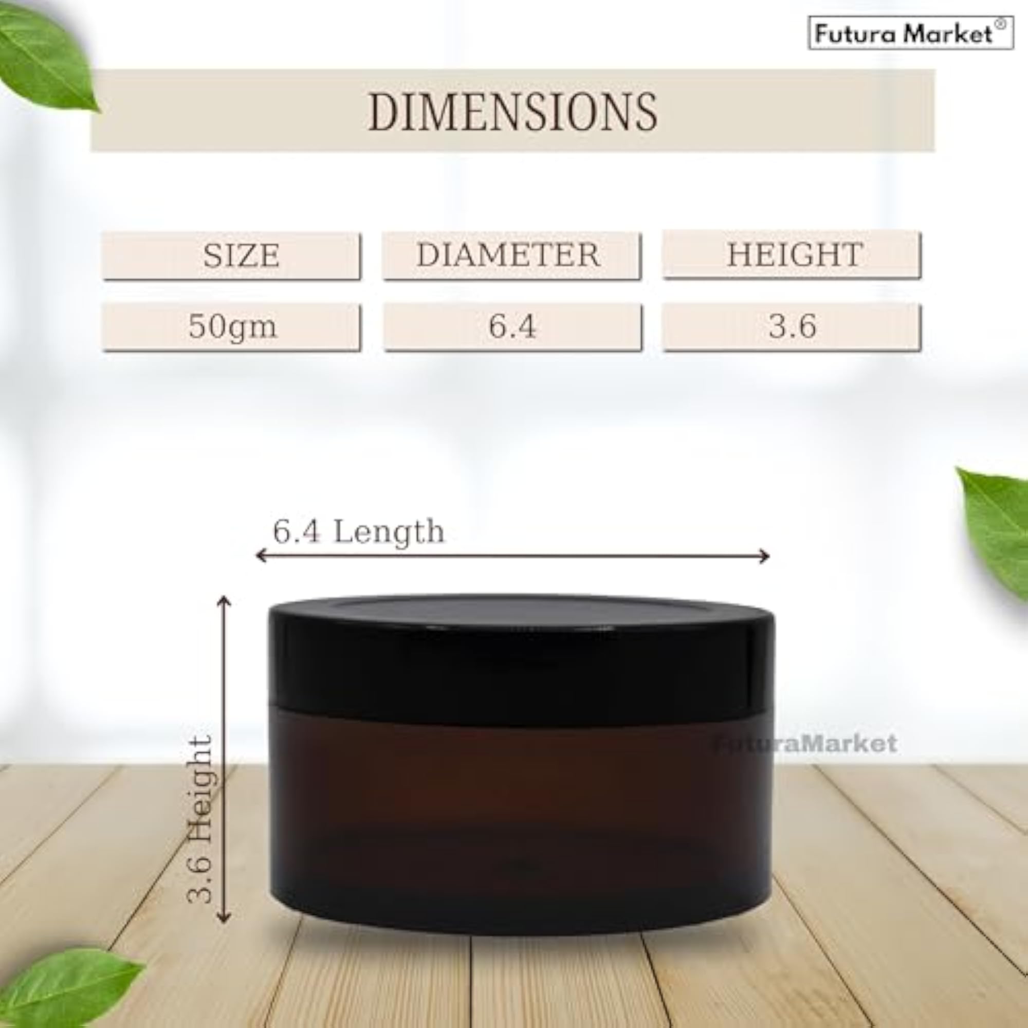 Acrylic Amber Jar with Black Lid, Multi-Purpose