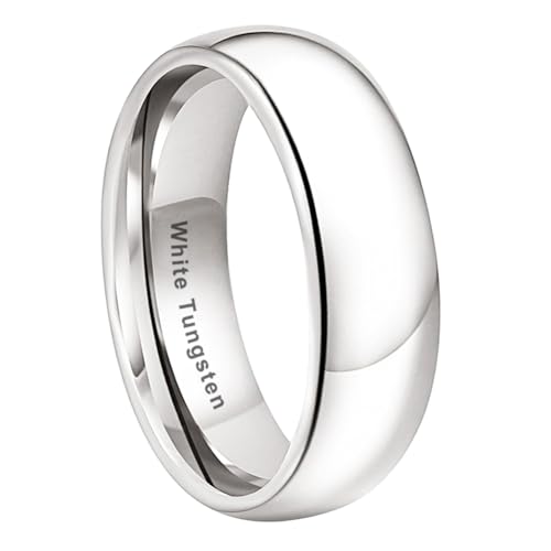 Image of TUTISS 2mm 3mm 4mm 5mm 6mm 7mm 8mm 10mm White Tungsten Rings for Men Women Engagement Wedding Bands Domed Polished Shiny Comfort Fit