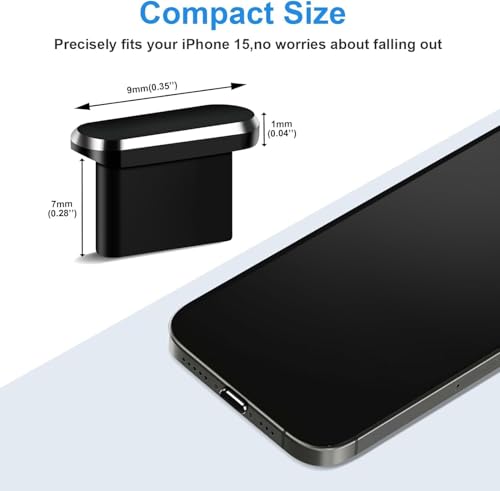Image of Mizi [2 Pack] USB-C Metal Anti Dust Plug Cover, Protect Charging Port from Dust and Moist with Storage Box and Cable Clip Holder for iPhone 15 /16 /17Series - Black