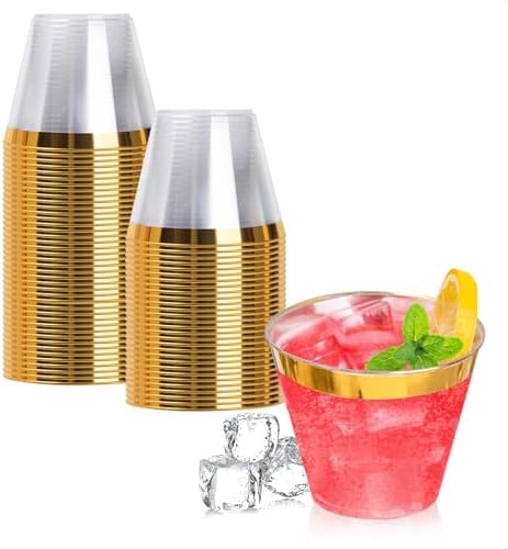 50PCS 9oz Gold Plastic...