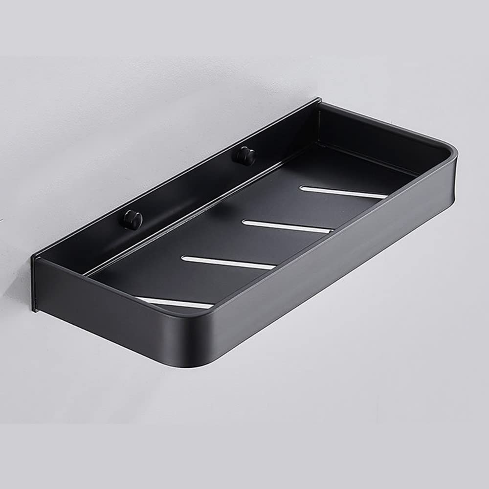 SDGBCXD bathroom shelves, Aluminum Bathroom Shelf with Drainage, Ventilation & Hooks for Shampoo, Gel, Towel, Kitchen Seasoning Bottle Storage(23cm)