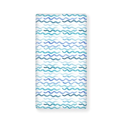 JEPFEIXIA Blue Wave Fitted Crib Sheet for Boys Girls Nautical Pastel Colored Ocean Sea Waves Baby Sheet for Standard Crib and Toddler Cute Curve Nursery Bed Mattress Sheets 28