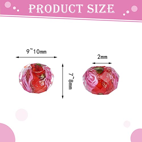 WEWAYSMILE 60 pcs 10mm Crackle Lampwork Glass Beads, Glass Lampwork Flower Beads Jewelry Making - Image 2