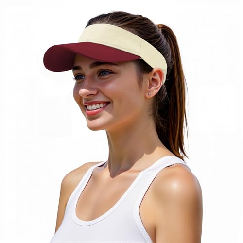 Image of Structured Brim Quick-Dry Sun Visor Hat,Lightweight Sun Protection Sports Visor for Running Golf Tennis Women