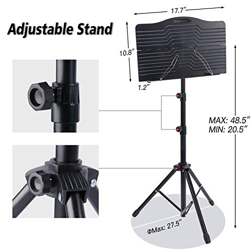 Klvied Sheet Music Stand with Violin Hanger, Portable Folding violin Stand, Foldable Music Stand for Sheet Music, Violin Music Stand with Carrying Bag, Light, Black by Klvied - Image 3