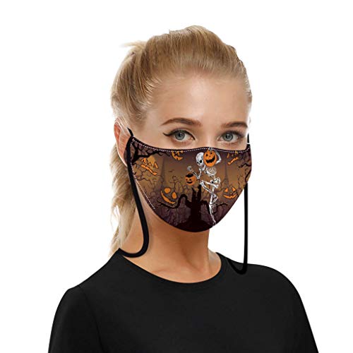 XCVBX 1PC Halloween Visage_Masque Adultes Femmes Hommes Bandana Visage imprimé Respirant Lavable réutilisable en Plein air Cover