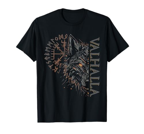 Valhalla Wolf Boussole Viking avec Runes d'Odin T-Shirt