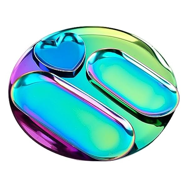 LIFKOME 4 1 Guldkant Fruktbricka Gulddekor Metallbricka Smycken Arrangör Smyckesbricka Smycken Displaybrickor Rostfritt Stål Tallrik Förvaringsbricka Örhängen Klädhängare Arrangemang