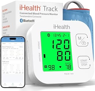 iHealth Track Wireless Upper Arm Blood Pressure Monitor with Wide range Cuff that fits Standard to Large Adult Arms , Bluetooth Compatible for Apple & Android Devices