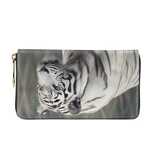 White Tiger Women Wallets Leather Zip Around Clutch Purses Waterproof Credit Card Holder With Phone Holder Ladies Travel Coin Purse2
