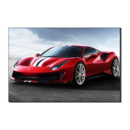 Peinture sur toile Ferrari voiture de sport rouge, œuvre d'art moderne haut de gamme