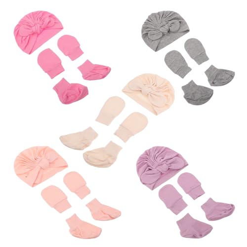 Set de gorro, mitones y calcetines antiscratch en algodón de bebé 1