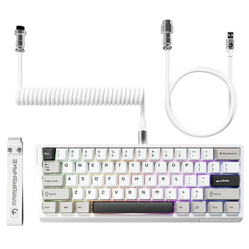 MAMBASNAKE X60 HE Tastiera Rapid Trigger 8000Hz, Tastiera Gaming Wireless RGB 60% con Precisione RT di 0,01mm, Switch Magnetici, Attuazione Regolabile, Snap Tap, Cavo a Spirale, per PC/Mac, Bianco