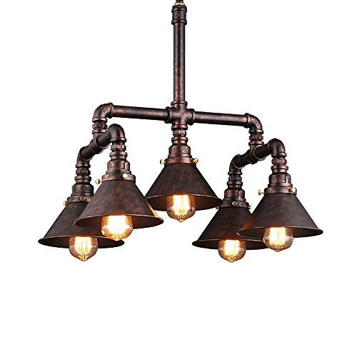 Tuyau d'Eau Fer Luminaire Suspendu Vintage Ajustable pour Rénover un Éclairage de Plafond Sombre