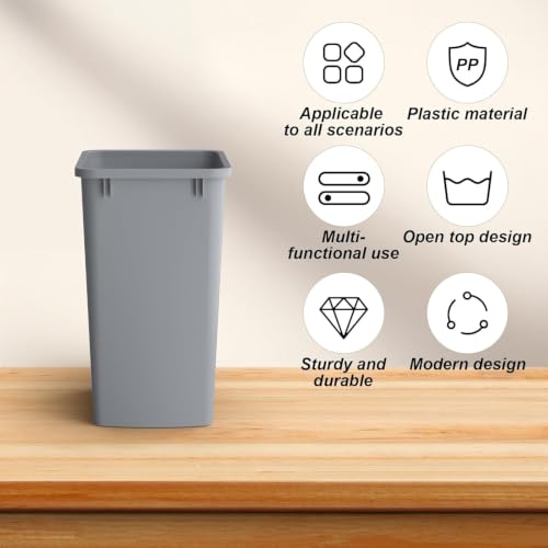 Image of ROOMTEC 35QT Kitchen Trash Can,Lightweight and Sturdy Slim Trash Can,2 Pack | 9-Gallons Plastic Trash Can, Wastebaskets for Office, Workspace, Kitchen, Bathroom, Easy to Clean, Wide-open Top Design,Grey