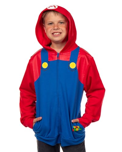 Seven Times Six Super Mario Hoodie Kids Nintendo Long Sleeve Zip Up Jacket Lightweight Pullover Hooded Sweatshirt For Boys And Girls (Small) Multicolored
