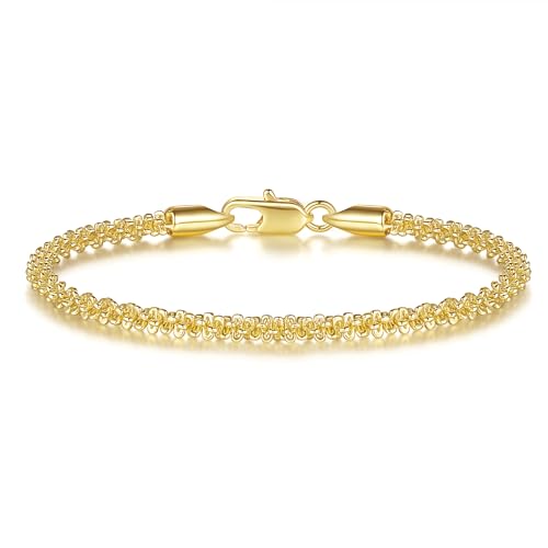 14K Gold Bracelets for Women Non Tarnish Gold...