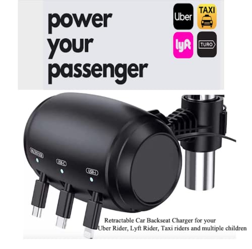 Multi Car Retractable Backseat 3 In 1 Charging Station Box With Smallest Car Charger Compatible With All Phones | Iphone | Samsung | Android | Charging Dock Attach To Headrest Share Ride Accessories #TOP3