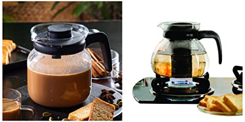 Image of Borosil - Carafe Flame Proof Glass Kettle with Stainer, 1L, Transparent (IH11KF09210) & Borosil - Carafe Flame Proof Glass Kettle with Infuser, 1.5L