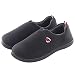 ULTRAIDEAS Men's Comfort Polar Fleece Slip On Slippers Color Block Memory Foam House Loafers Shoes w/Indoor, Outdoor Sole (Medium/9-10 D(M) US, Black)