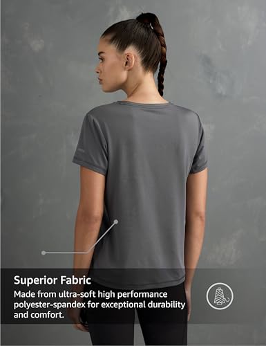 Image of Symbol Premium Women's Solid Regular Fit Sports Stretch T-Shirt | Round Neck | Raglan Sleeve | Moisture-Wicking | Activewear | Running | Gym | Plain (Available in Plus Sizes)