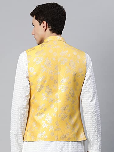 Image of MANQ Men Woven Jaquard Silk Nehru Jacket