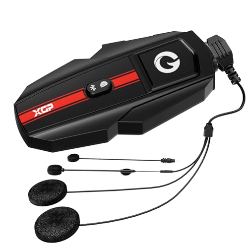 XGP Intercomunicador Casco Moto Bluetooth, Auriculares Moto para 2 Motociclistas 1000M Sistema de Comunicación, Audio Multitarea, Música Compartida, IP67 Impermeable, Universal Kit Manos Libres