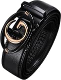 Civantiya Men's Ratchet Belt Leather Belt Adjustable for Men Gift 1 3/8-Cut for Perfect Fit (Black Style 04, 36' to 42' Waist Adjustable)