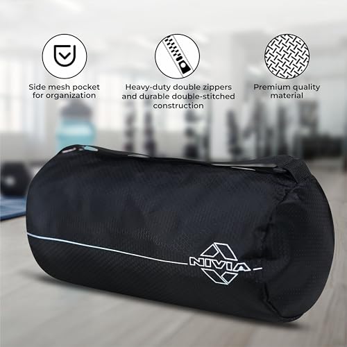 NIVIA Basic Duffle Polyester Bag/Gym Bags/Adjustable Shoulder Bag for Men/Duffle Gym Bags for Men/Fitness Bag/Carry Bags/Sports & Travel Bag/Sports Kit/Duffle Bags Travel (Black) - Image 2
