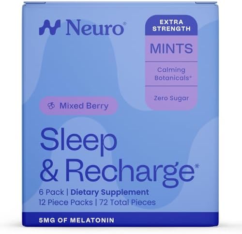Neuro Sleep & Recharge Meltaway Mints - Sleep Aid for Adults with Melatonin 5mg, Chamomile & Elderberry - Travel Essentials for Nighttime Relaxation & Healthy Rest Cycle - Mixed Berry (72 ct)