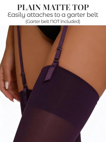 Image of Mila Marutti Thigh High Stockings for Women | Garter Belt Stockings Semi Opaque 40D | Colored Suspender Stockings Pantyhose