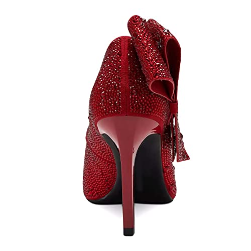 XYD Women Pointed Toe High Heel Pumps Glitter Rhinestone Sparkly Prom Shoes with Side Bow Stiletto Wedding Heels for Bride4