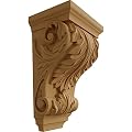 Ekena Millwork CORW08X06X14ACAL Large Wide Acanthus Wood Corbels, 8 1/2"W x 6 1/2"D x 14"H, Alder
