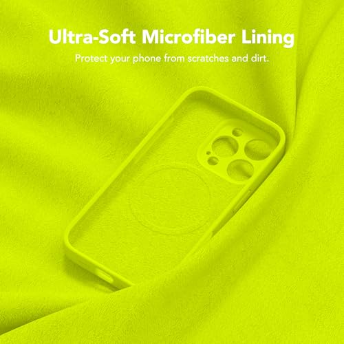 Image of Magnetic for iPhone 16 Pro Case, Compatible with MagSafe, [Full Camera Protection][Screen Protector] Silicone Shockproof Protective Phone Case for iPhone 16 Pro 6.3 inch, Fluorescent Green